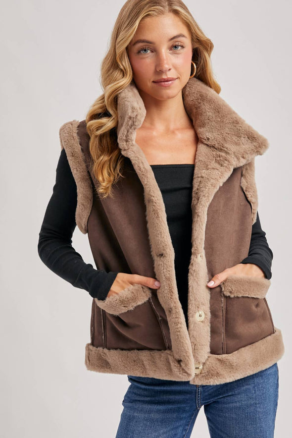 Vegan Suede Vest - Brown