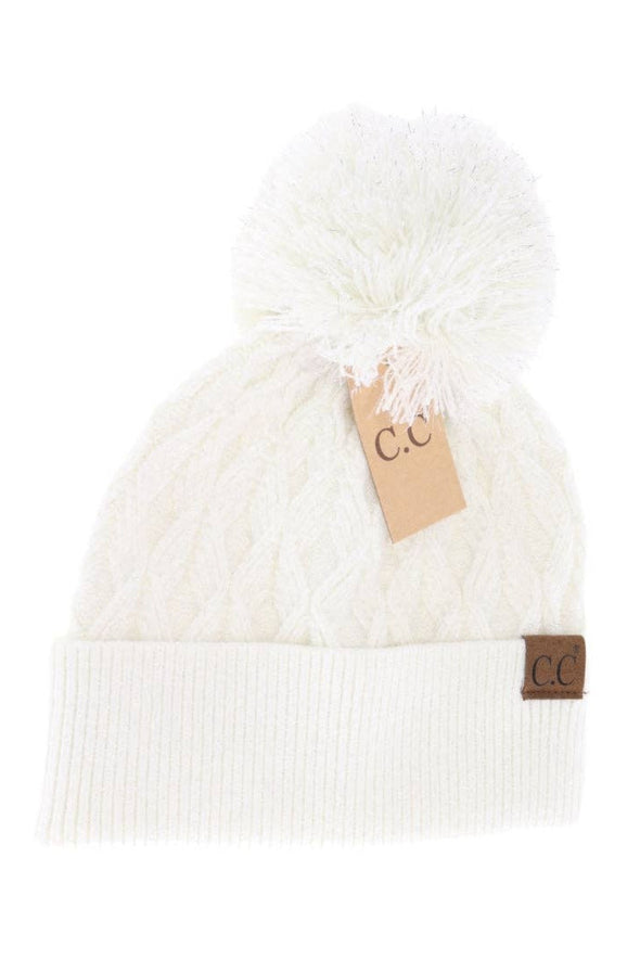 Lurex Knit Beanie - Ivory