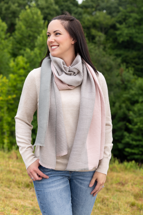 Scarf - Pink / Gray