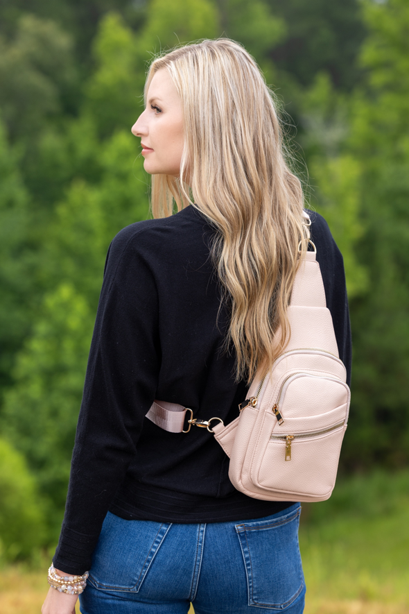 Leah Vegan Leather Sling Bag - Pink