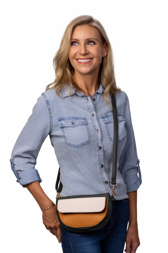 Ivy 4-in-1 Bag - Black / Tan / Ivory