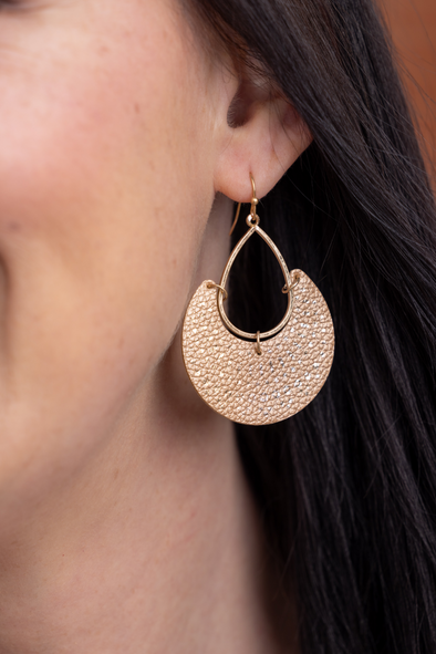 Faux Leather Earrings - Gold