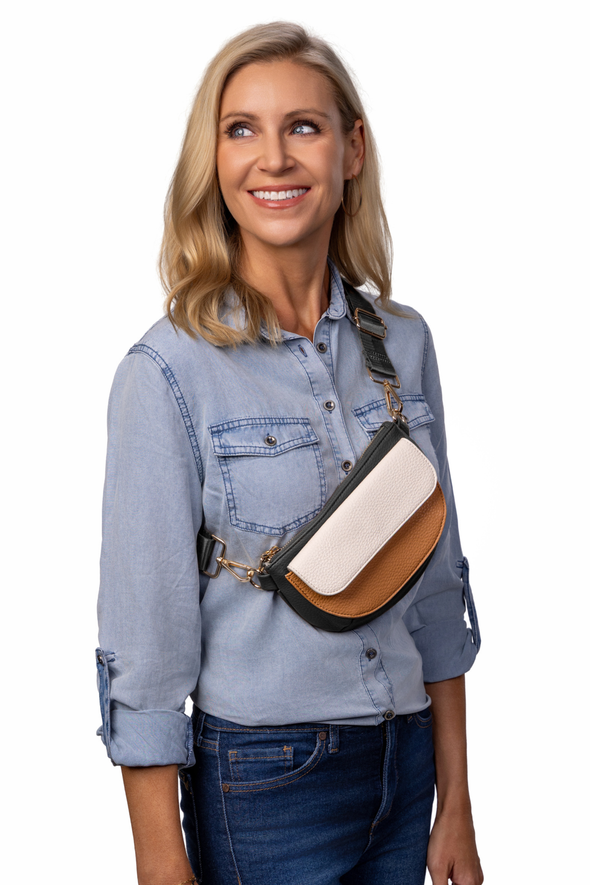 Ivy 4-in-1 Bag - Black / Tan / Ivory