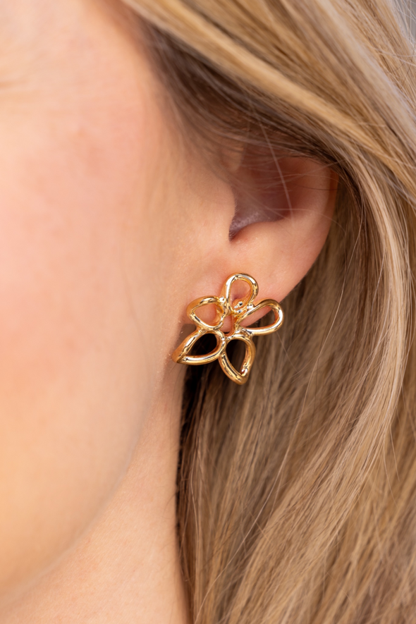 Flower Earrings - Gold