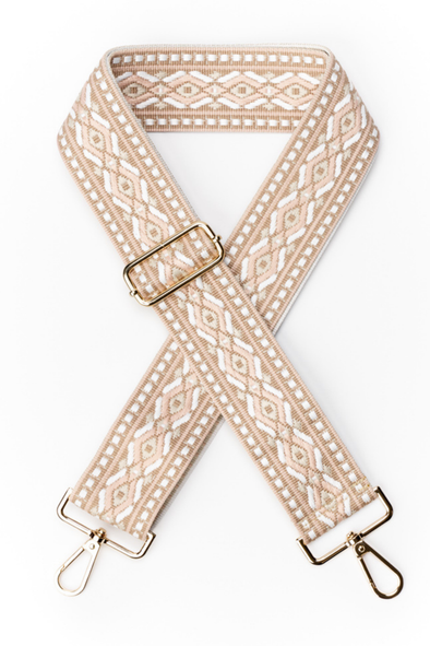Bag Strap - Taupe / Pink / White