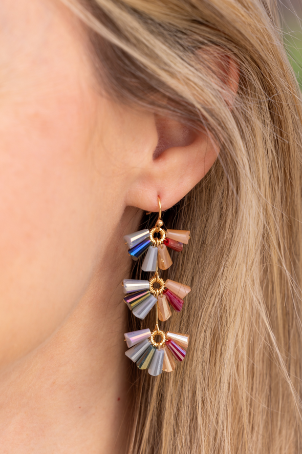 Three Tier Chandelier Earrings - Multi