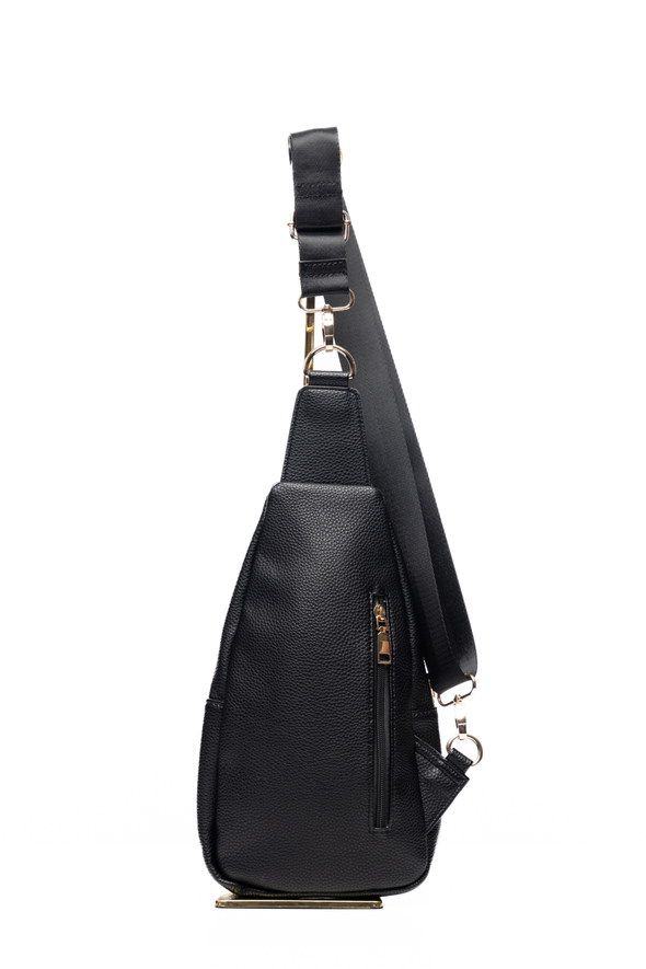 Leah Vegan Leather Sling Bag - Black