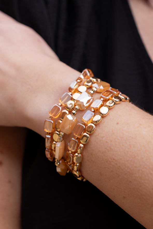 Radiant Beaded Bracelet - Peach