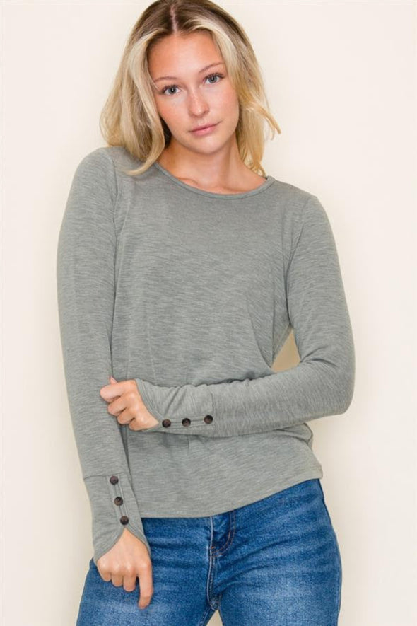 Long Sleeve Shirt with Button Detail