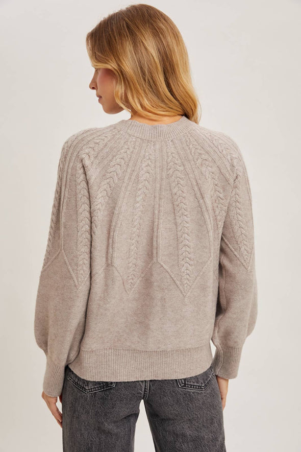 Cable Knit Sweater - Mushroom