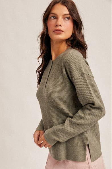 Waffle Sweater Knit - Olive