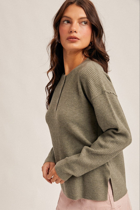 Waffle Sweater Knit - Olive