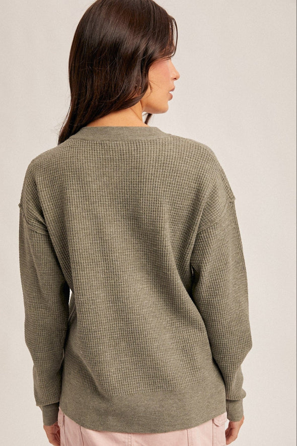 Waffle Sweater Knit - Olive