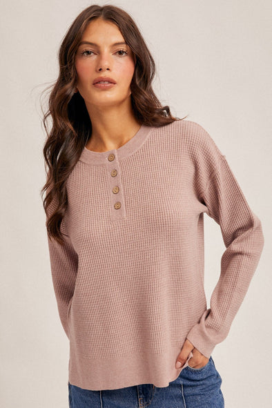 Waffle Sweater Knit - Mauve