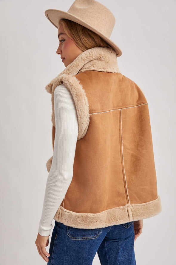 Vegan Suede Vest - Tan