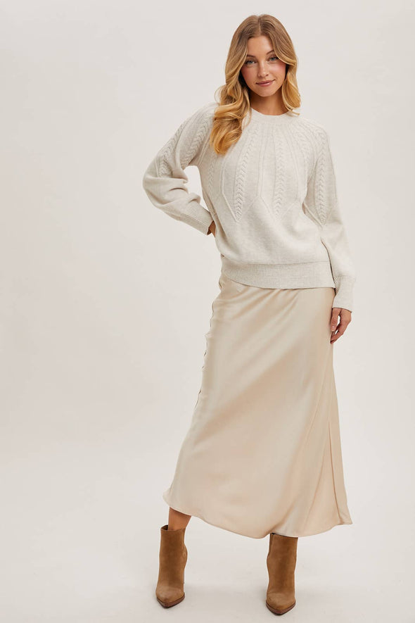 Cable Knit Sweater - Oatmeal