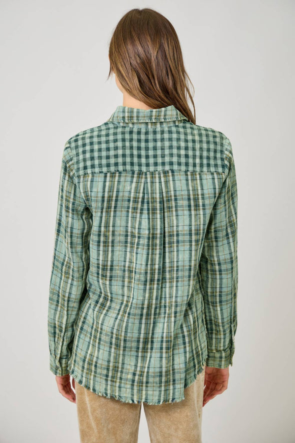 Washed Plaid Shirt: Green