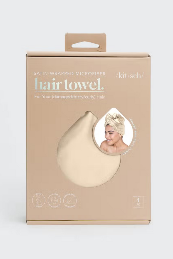 Satin Microfiber Hair Towel - Champagne