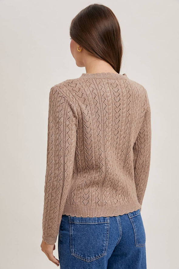 Scallop Edge Sweater - Latte