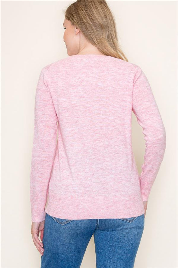 Lightweight Faux Cashmere Crewneck - Pink