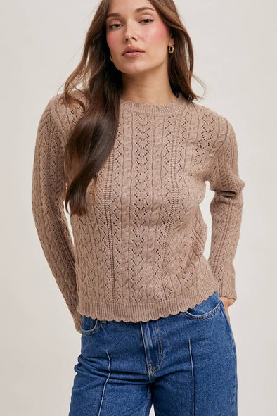 Scallop Edge Sweater - Latte