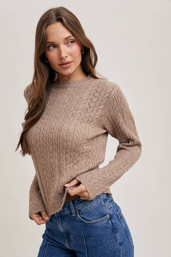 Scallop Edge Sweater - Latte