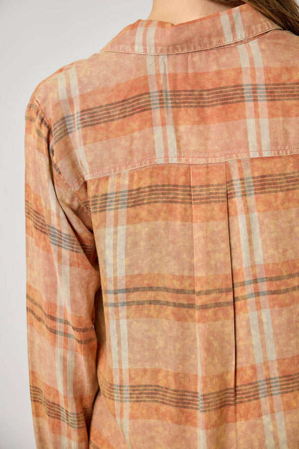 Washed Plaid Shirt - Pumpkin