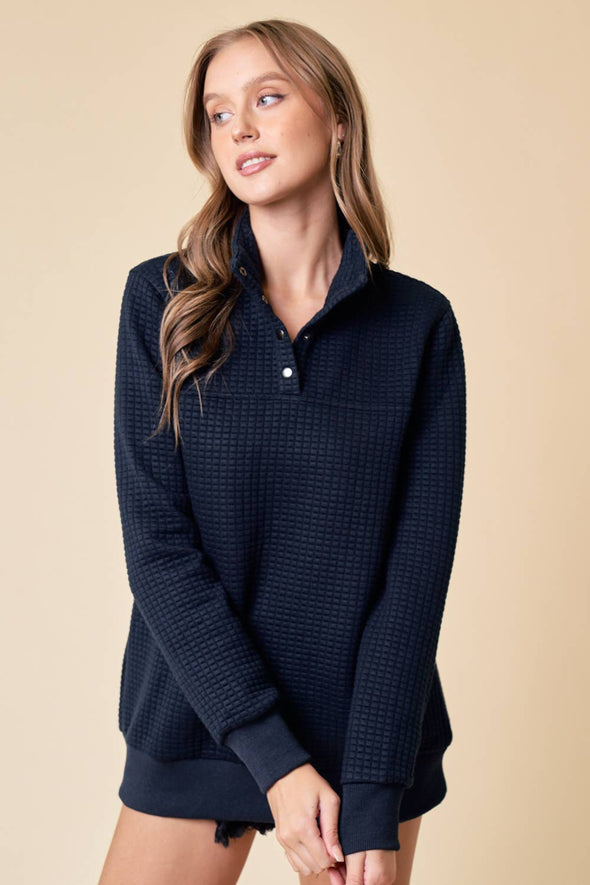 Funnel Neck Top - Navy
