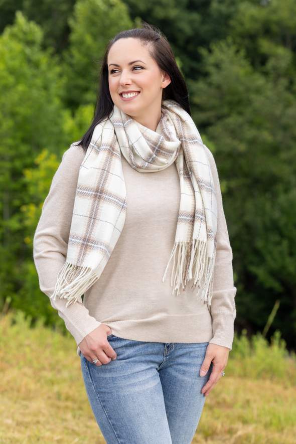 Scarf - Ivory Plaid