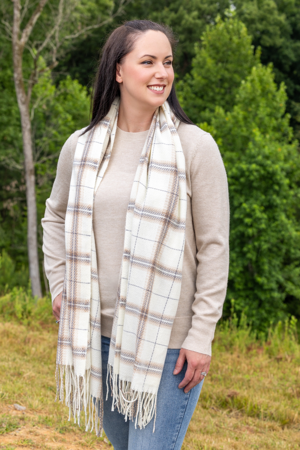 Scarf - Ivory Plaid
