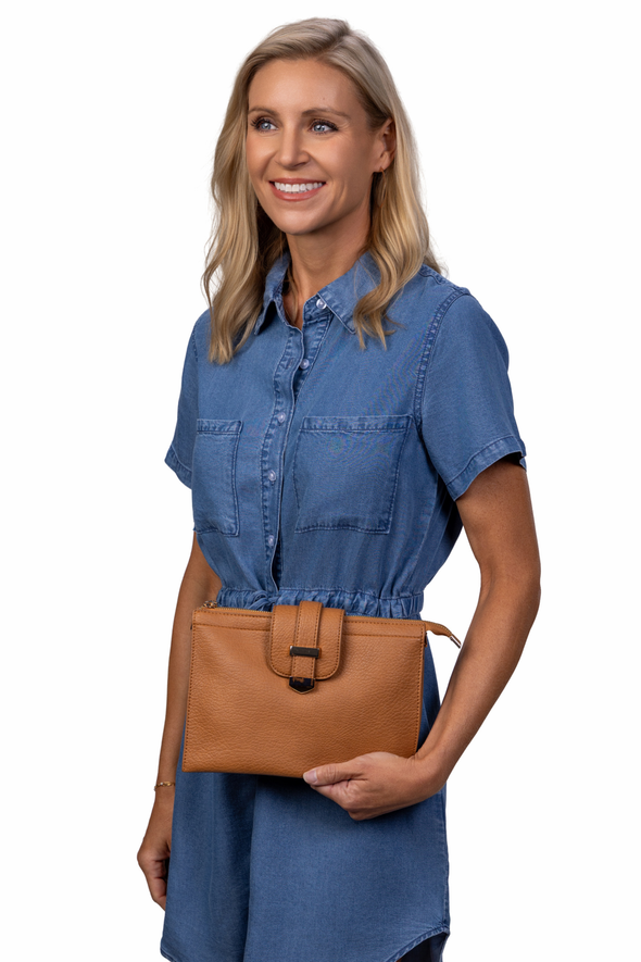 Parker Handbag with Card Wallet - Tan