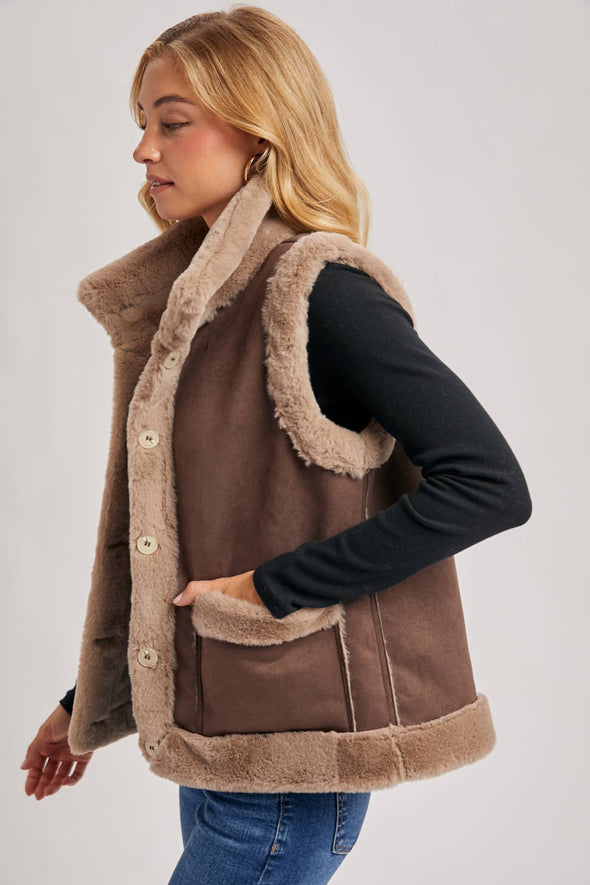 Vegan Suede Vest - Brown