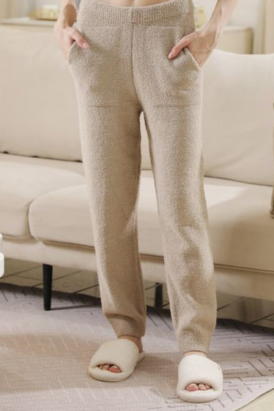 Microfiber Chenille Pants - Beige