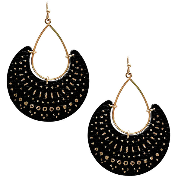 Faux Leather Earrings - Black