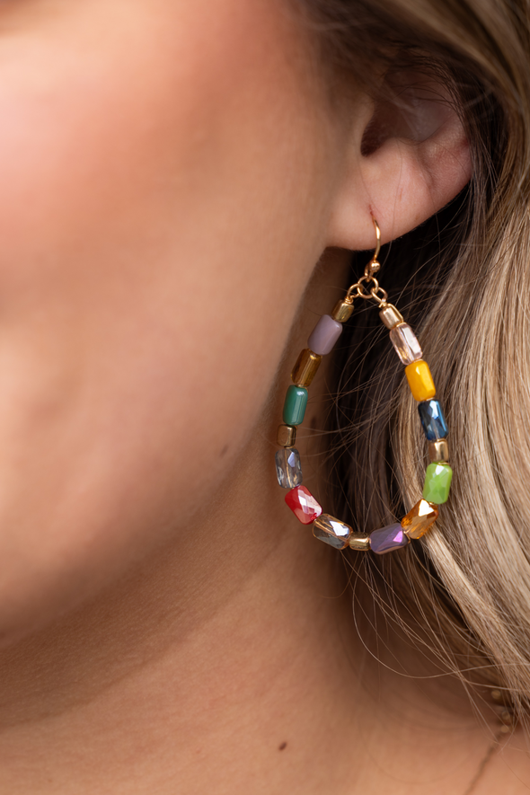 Faceted Teardrop Earrings - Multi