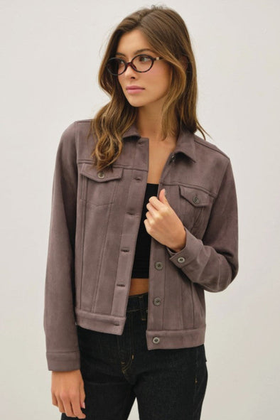 Vegan Suede Jacket - Taupe