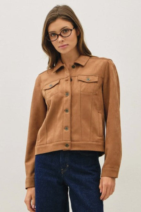 Vegan Suede Jacket - Tan