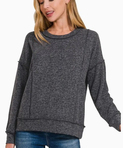 Plush Soft Lounge Top - Black