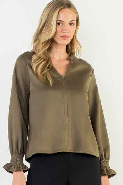 Vegan Suede Top - Olive
