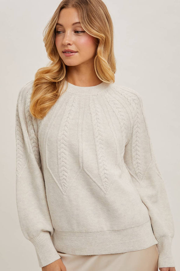 Cable Knit Sweater - Oatmeal