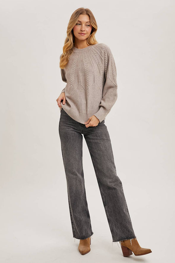 Cable Knit Sweater - Oatmeal