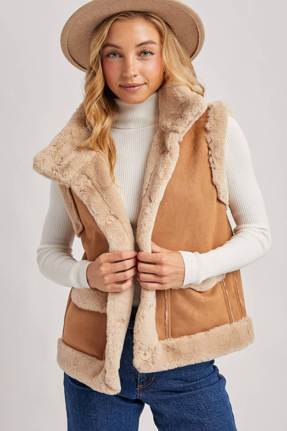 Vegan Suede Vest - Tan
