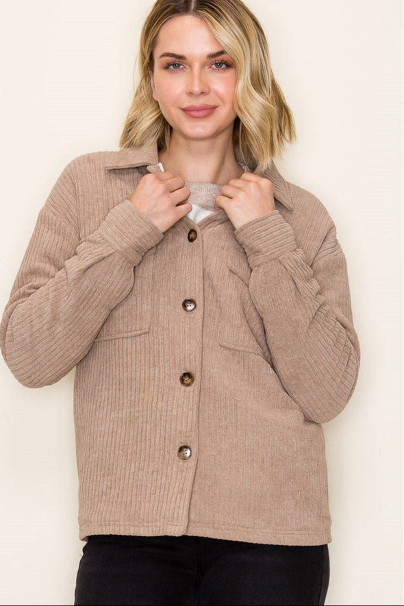 Corduroy Shirt Jacket - Light Brown