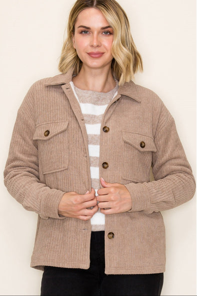 Corduroy Shirt Jacket - Light Brown