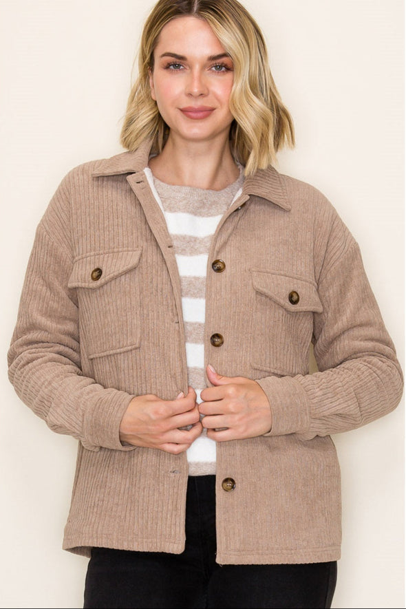 Corduroy Shirt Jacket - Light Brown