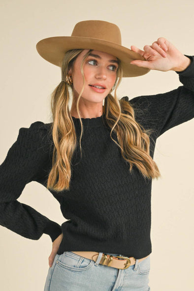 Pointelle Sweater - Black