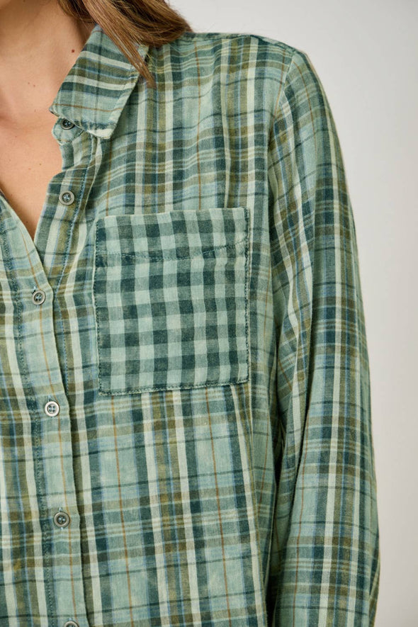 Washed Plaid Shirt: Green
