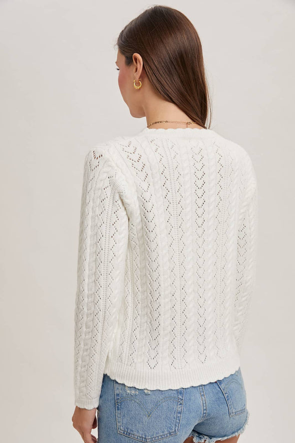 Scallop Edge Sweater - Latte