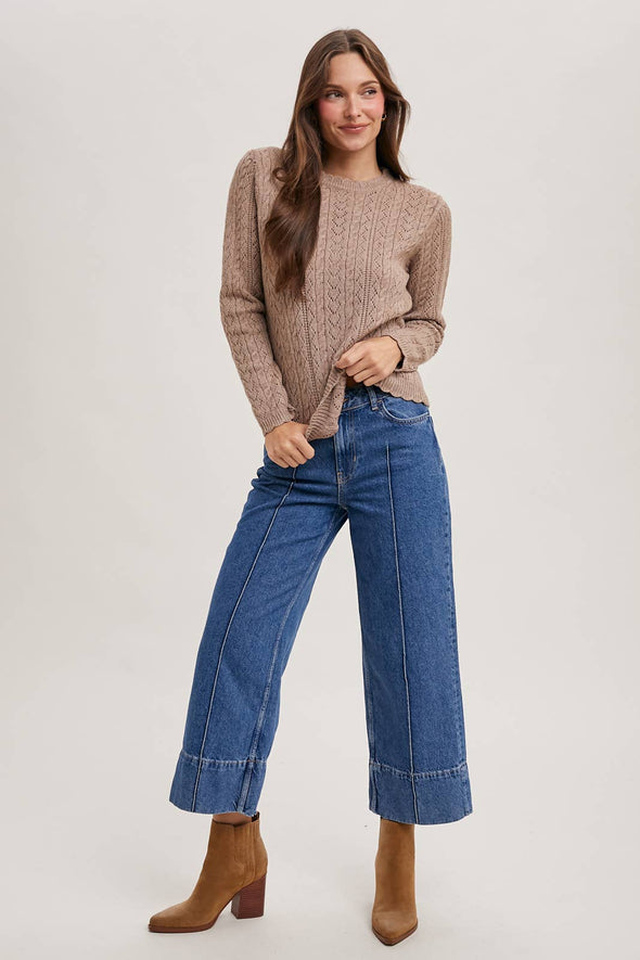 Scallop Edge Sweater - Latte