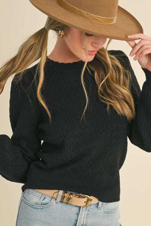 Pointelle Sweater - Black